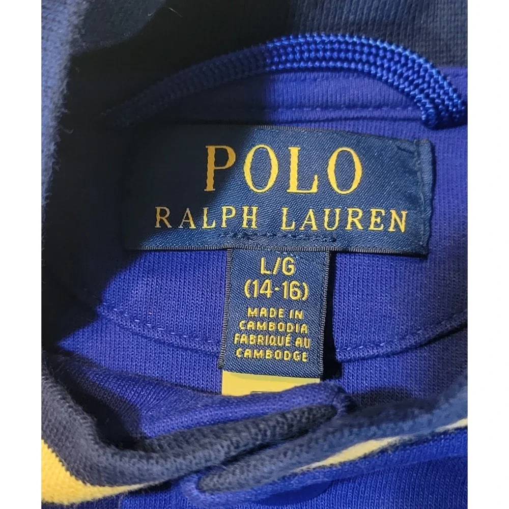 Polo Ralph Lauren Youth Large 14-16‎ Logo Fleece Varsity Track Jacket Royal Blue